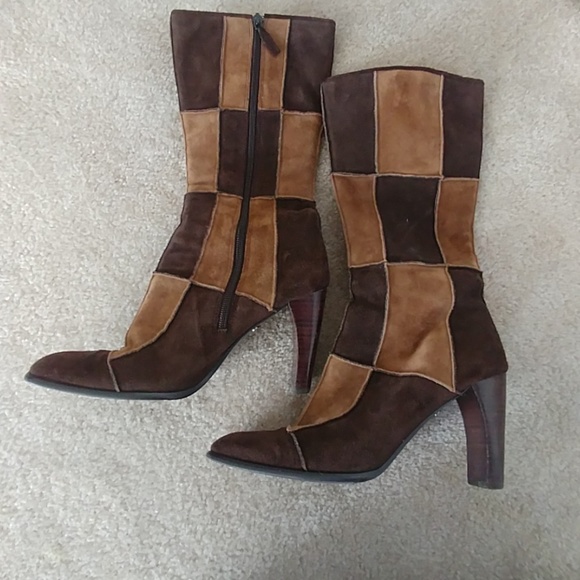 Vintage Patchwork Leather Boots 